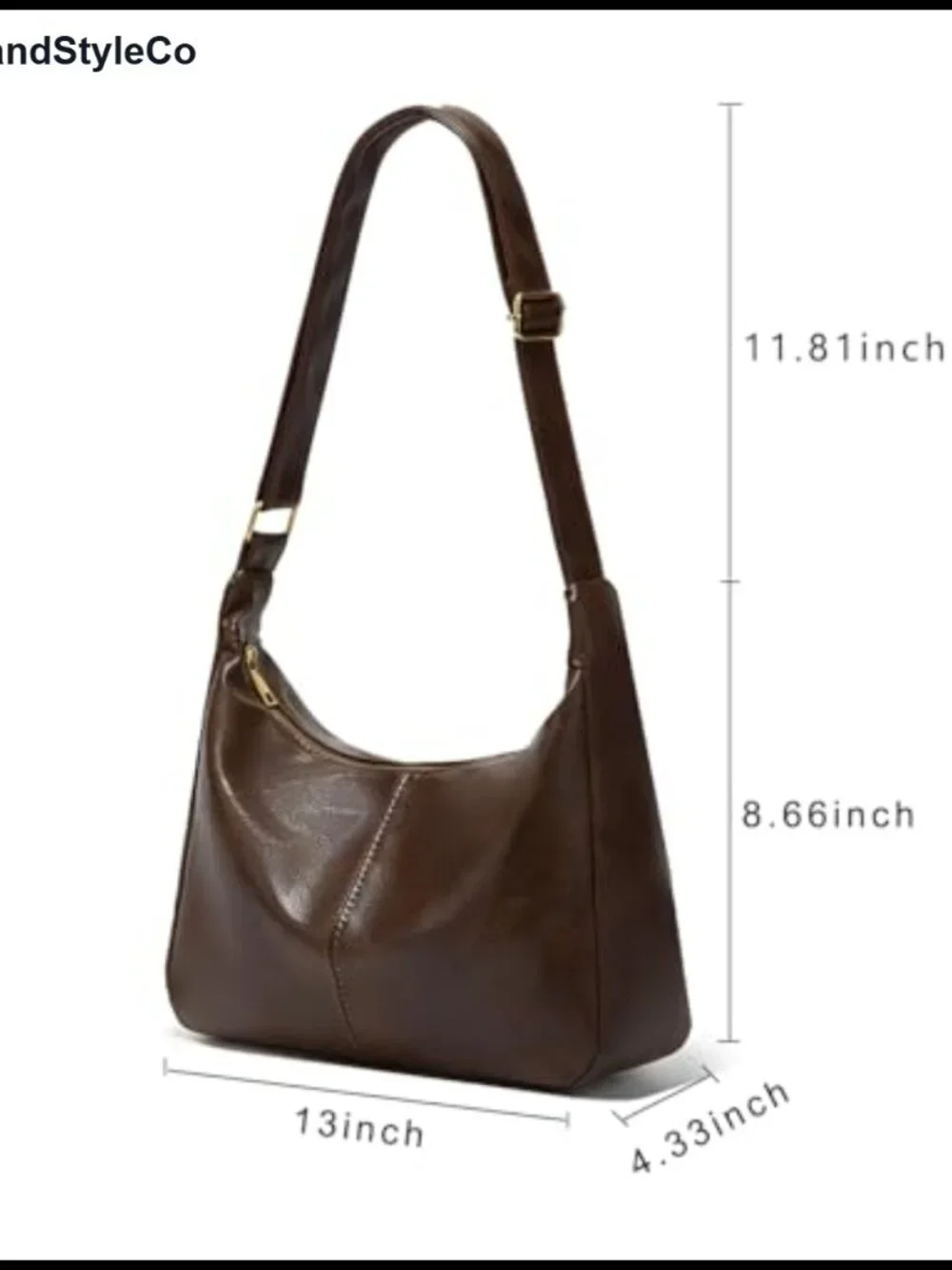 Slouchy Hobo Bag PU Leather Shoulder Crossbody Purse Adjustable Strap